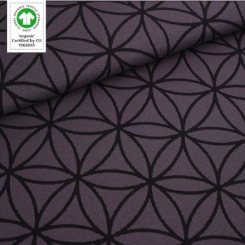 Bio-Jacquard Blume des Lebens schwarz (GOTS)